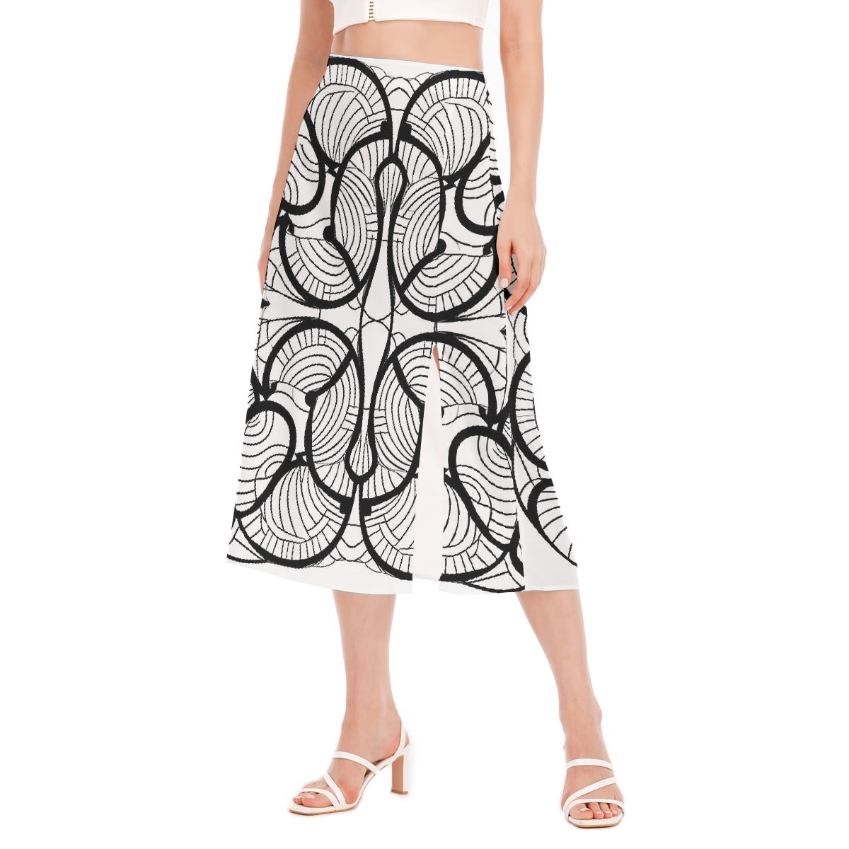 All-Over Print Women's High Slit Long Skirt