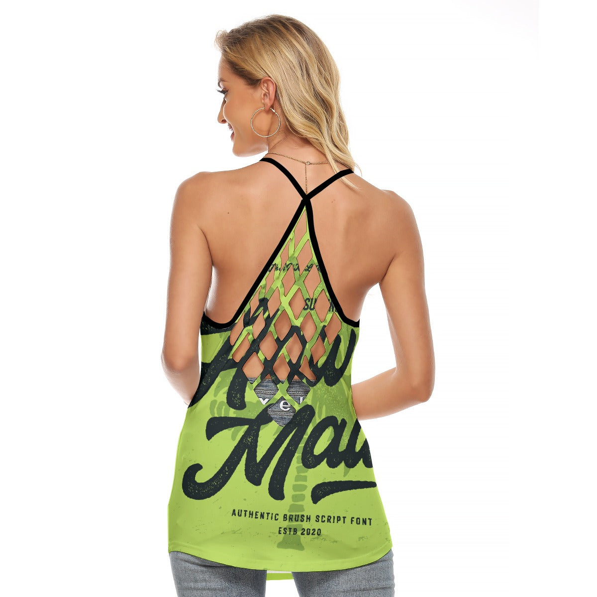 All-Over Print Women's Criss-Cross Open Back Tank Top