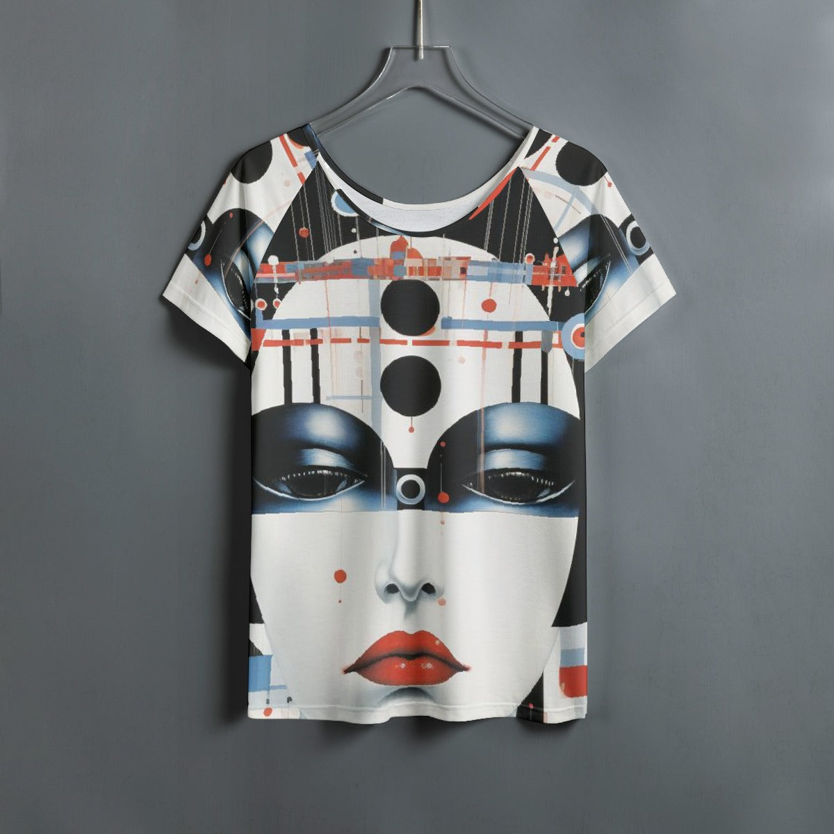All-Over Print Women's Round Neck T-shirt With Raglan Sleeve