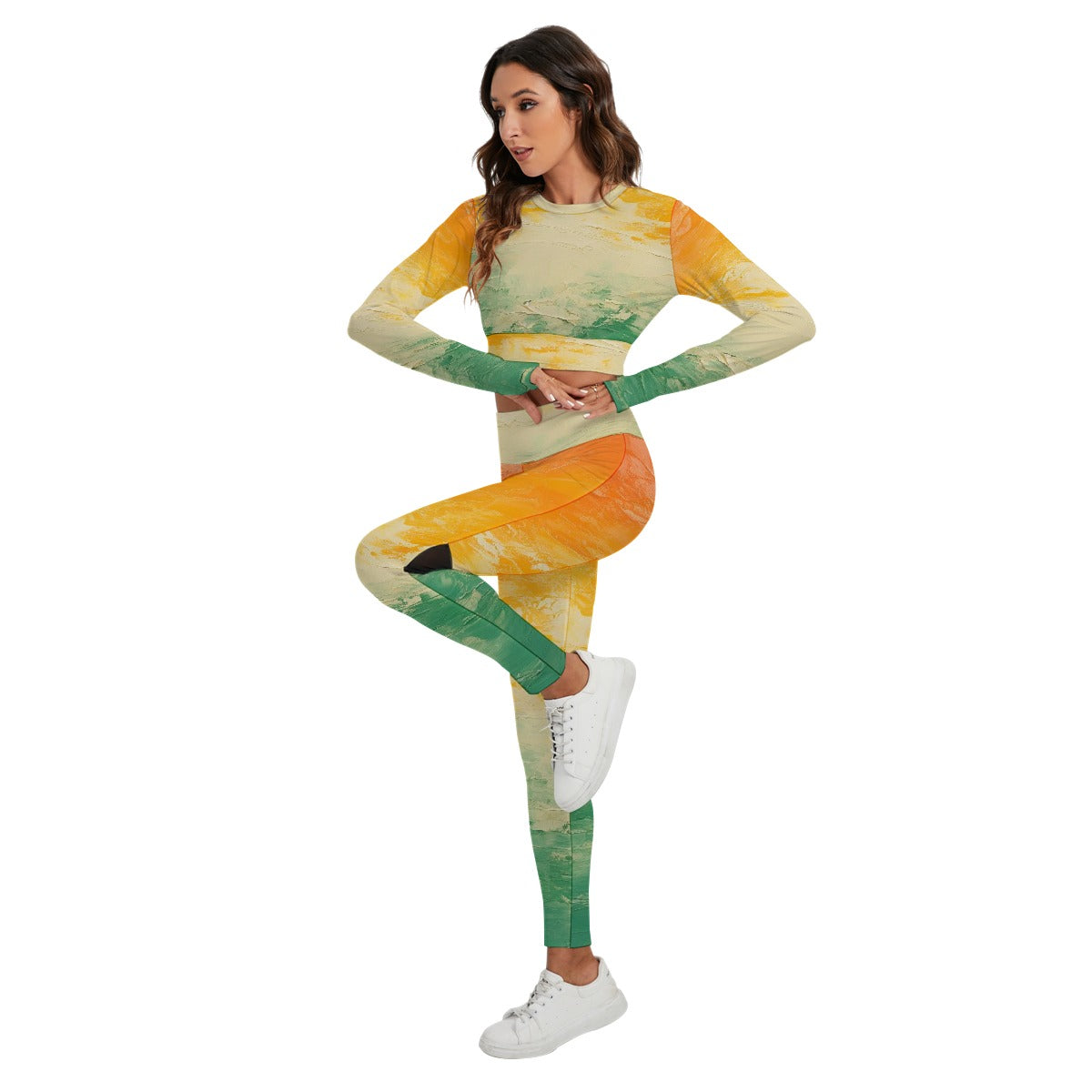 All-Over Print Women's Sport Set With Backless Top And Leggings