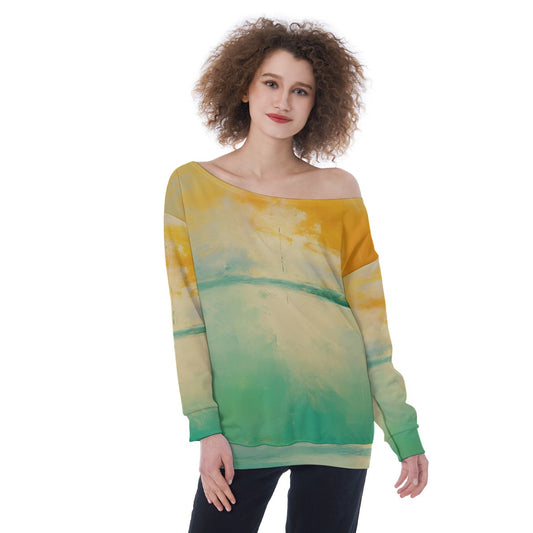 All-Over Print Oversized Women's Off-Shoulder Sweatshirt