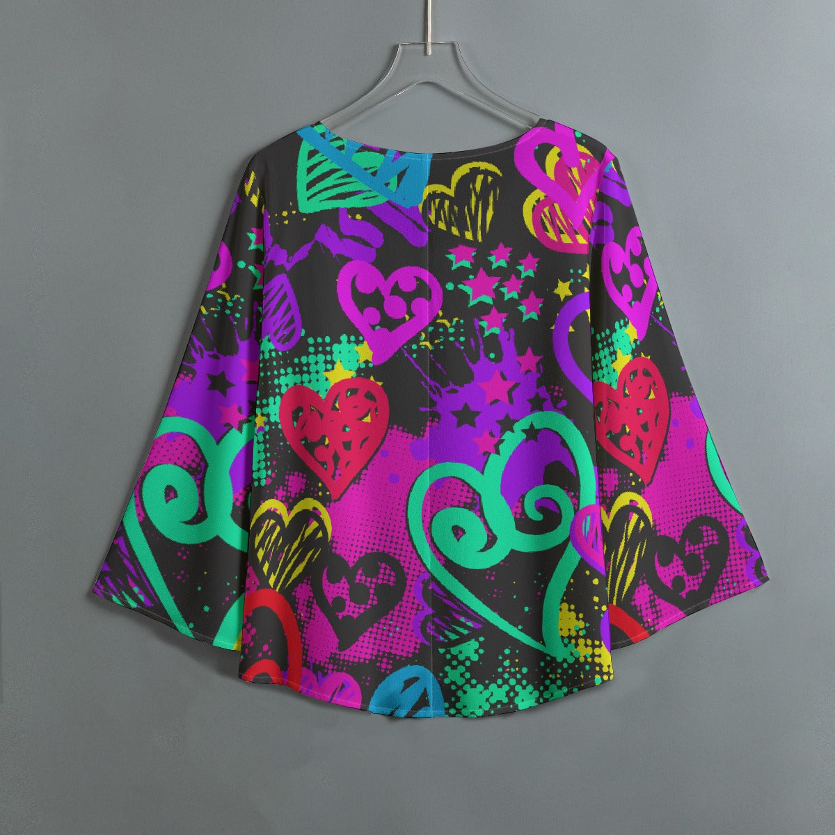 All-Over Print Women's V-neck T-shirt With Irregular Hem