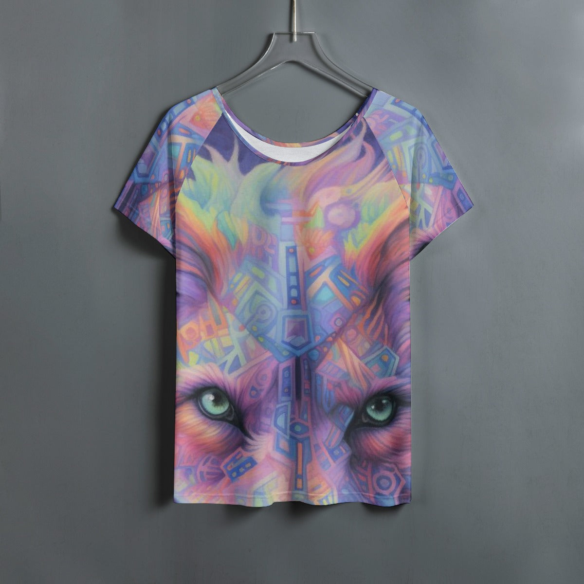All-Over Print Women's Round Neck T-shirt With Raglan Sleeve