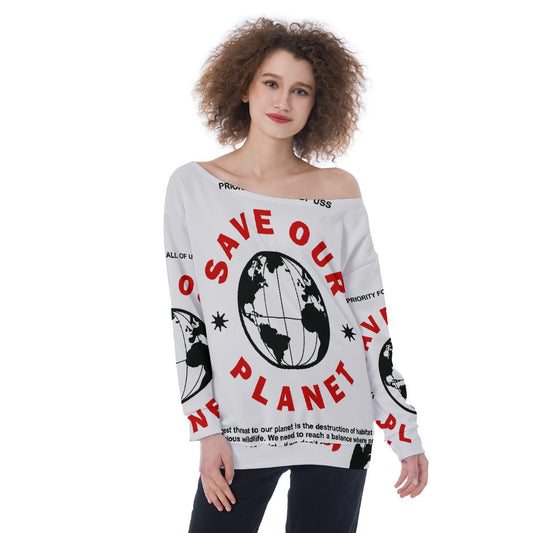 All-Over Print Oversized Women's Off-Shoulder Sweatshirt