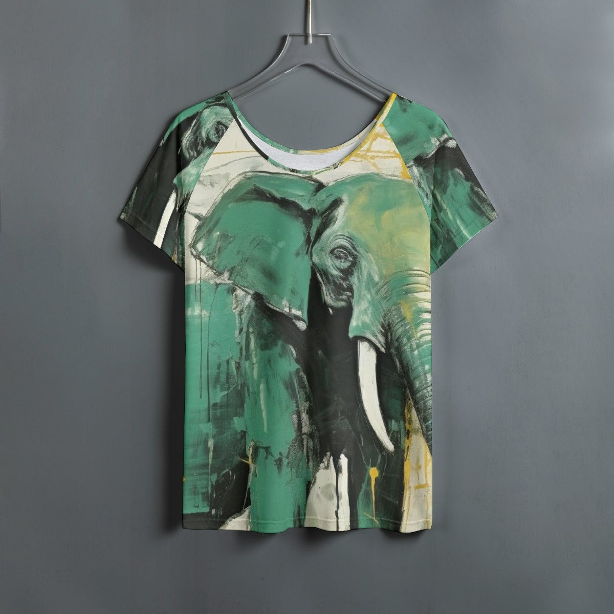 All-Over Print Women's Round Neck T-shirt With Raglan Sleeve