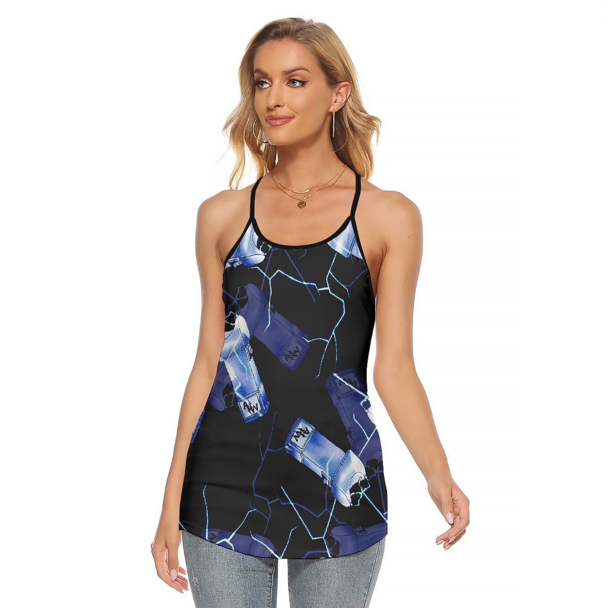 All-Over Print Women's Criss-Cross Open Back Tank Top