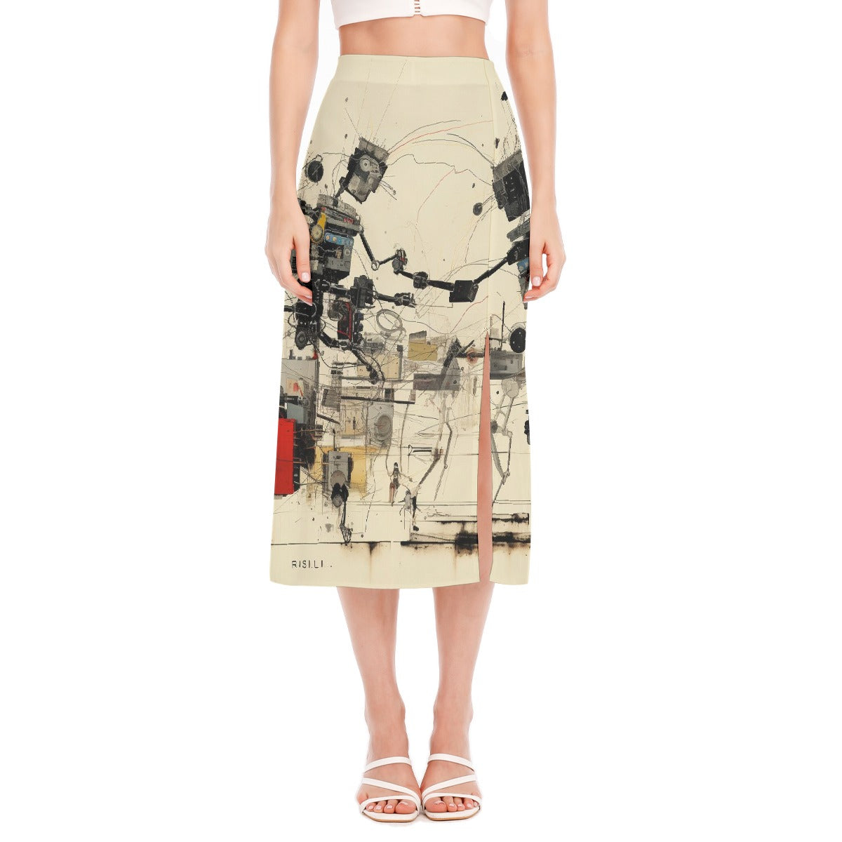 All-Over Print Women's High Slit Long Skirt
