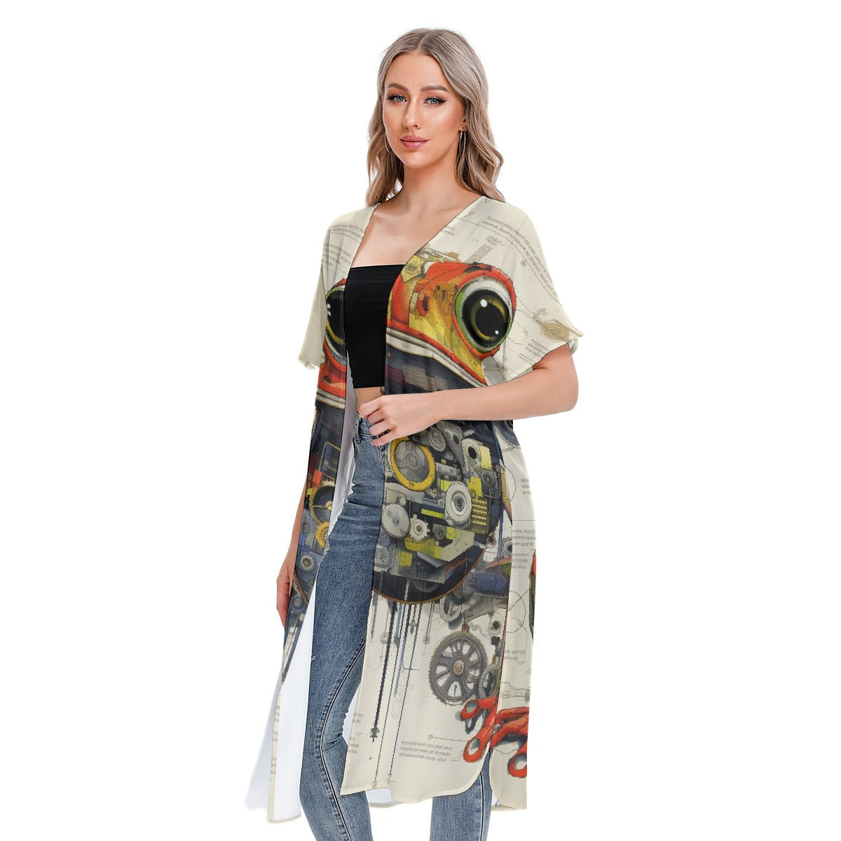 All-Over Print Women's Short Sleeve Cardigan