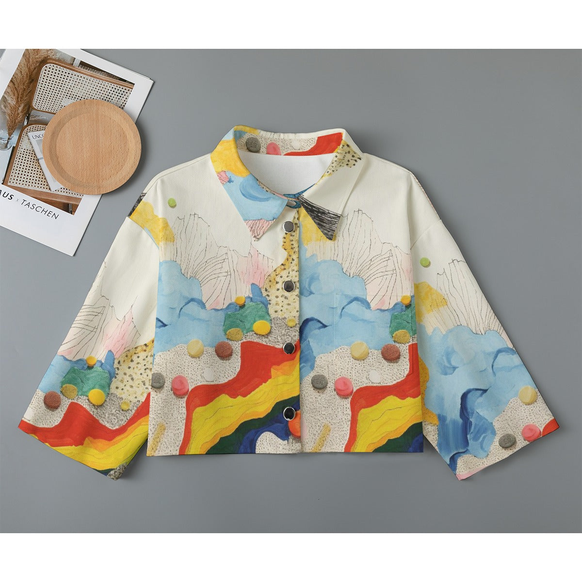 All-Over Print Women's Cropped Jacket | 245GSM Cotton