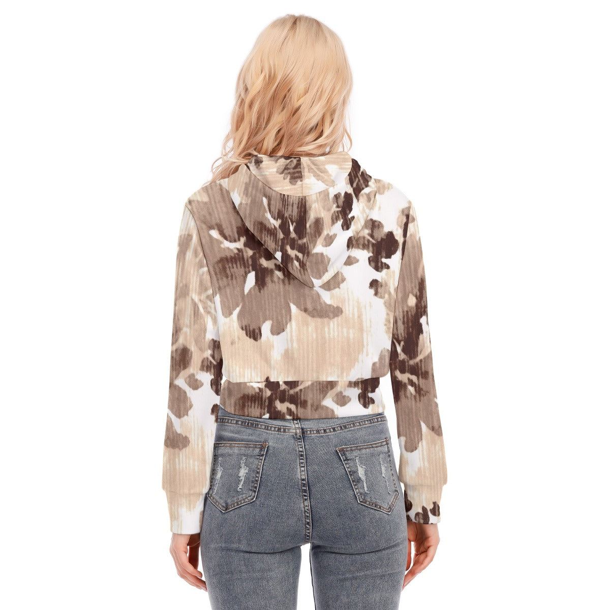 All-Over Print Women's Crop Top Hoodie With Zipper Closure