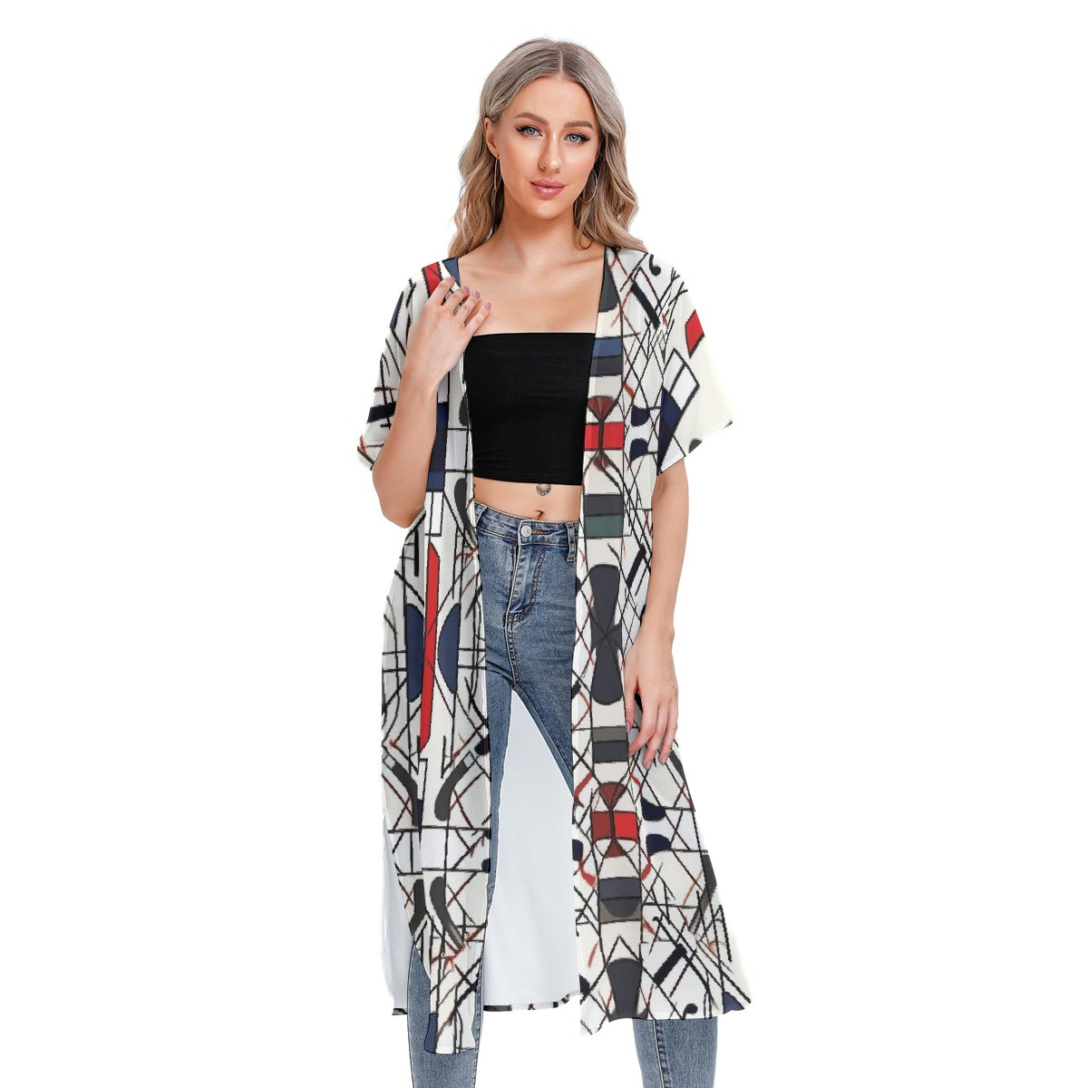 All-Over Print Women's Short Sleeve Cardigan