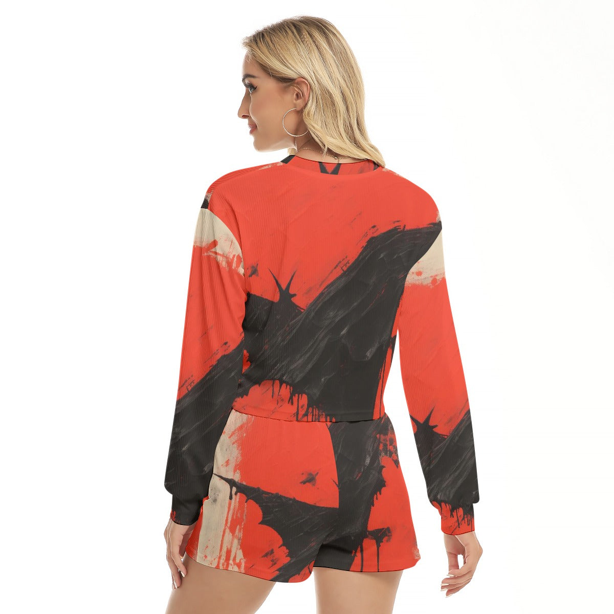 All-Over Print Women's Short Sweatshirt And Pants Suit