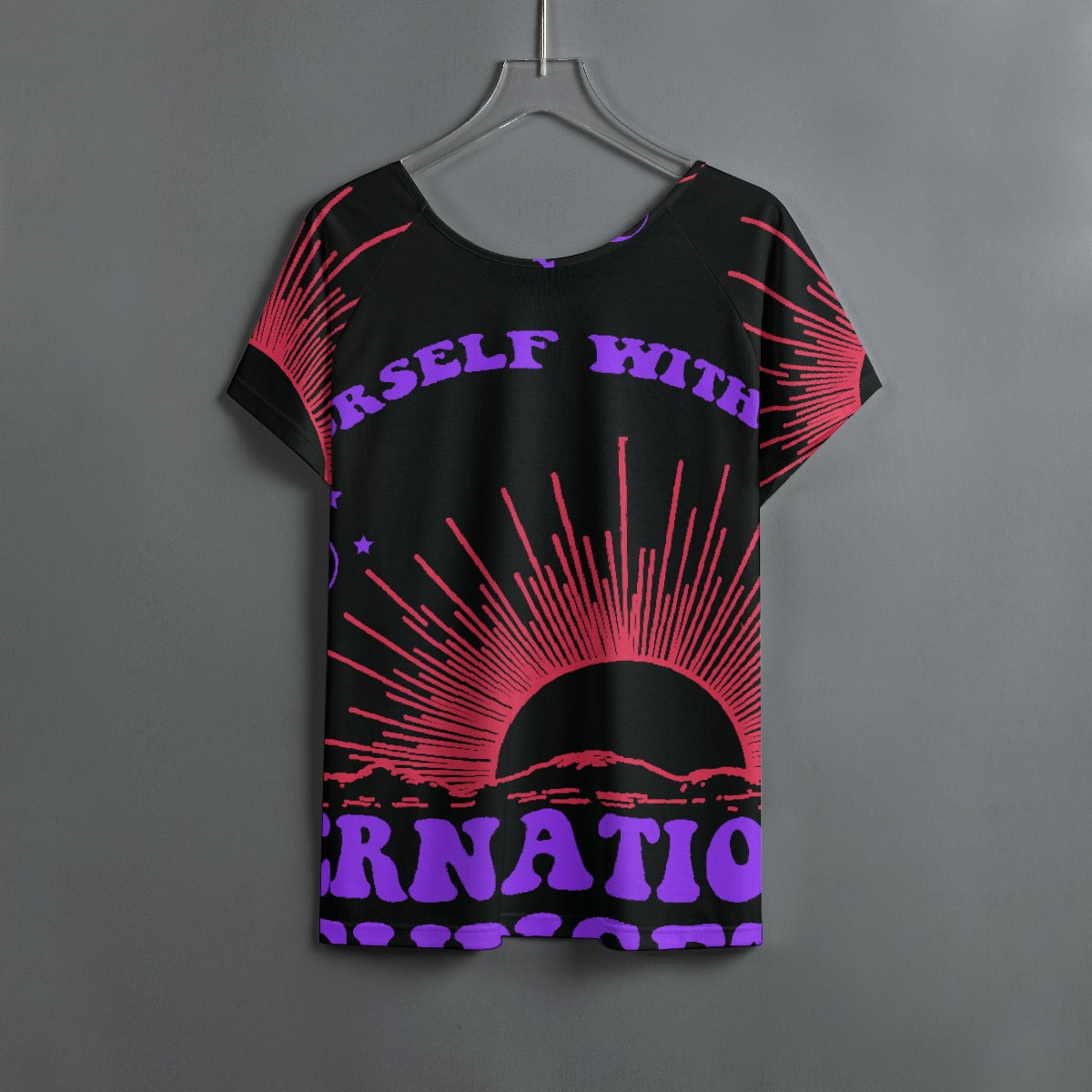 All-Over Print Women's Round Neck T-shirt With Raglan Sleeve