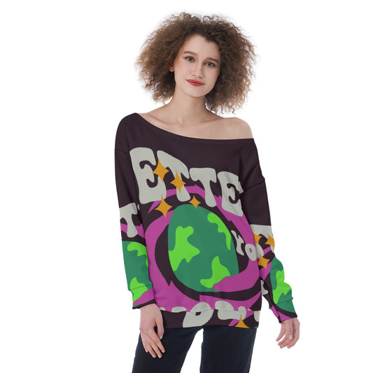 All-Over Print Oversized Women's Off-Shoulder Sweatshirt