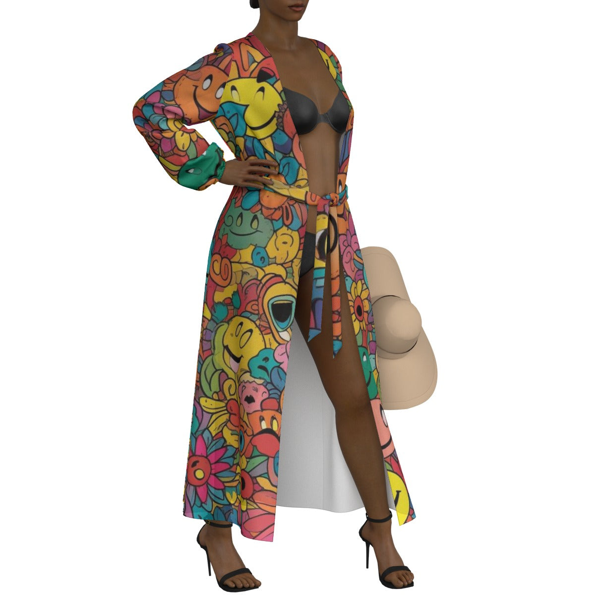 All-Over Print Women's Lace-up Chiffon Robe