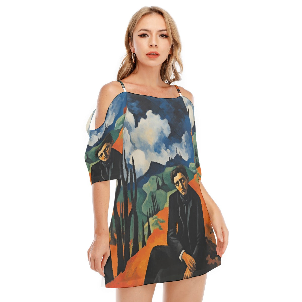 All-Over Print Women's Off-shoulder Cami Dress
