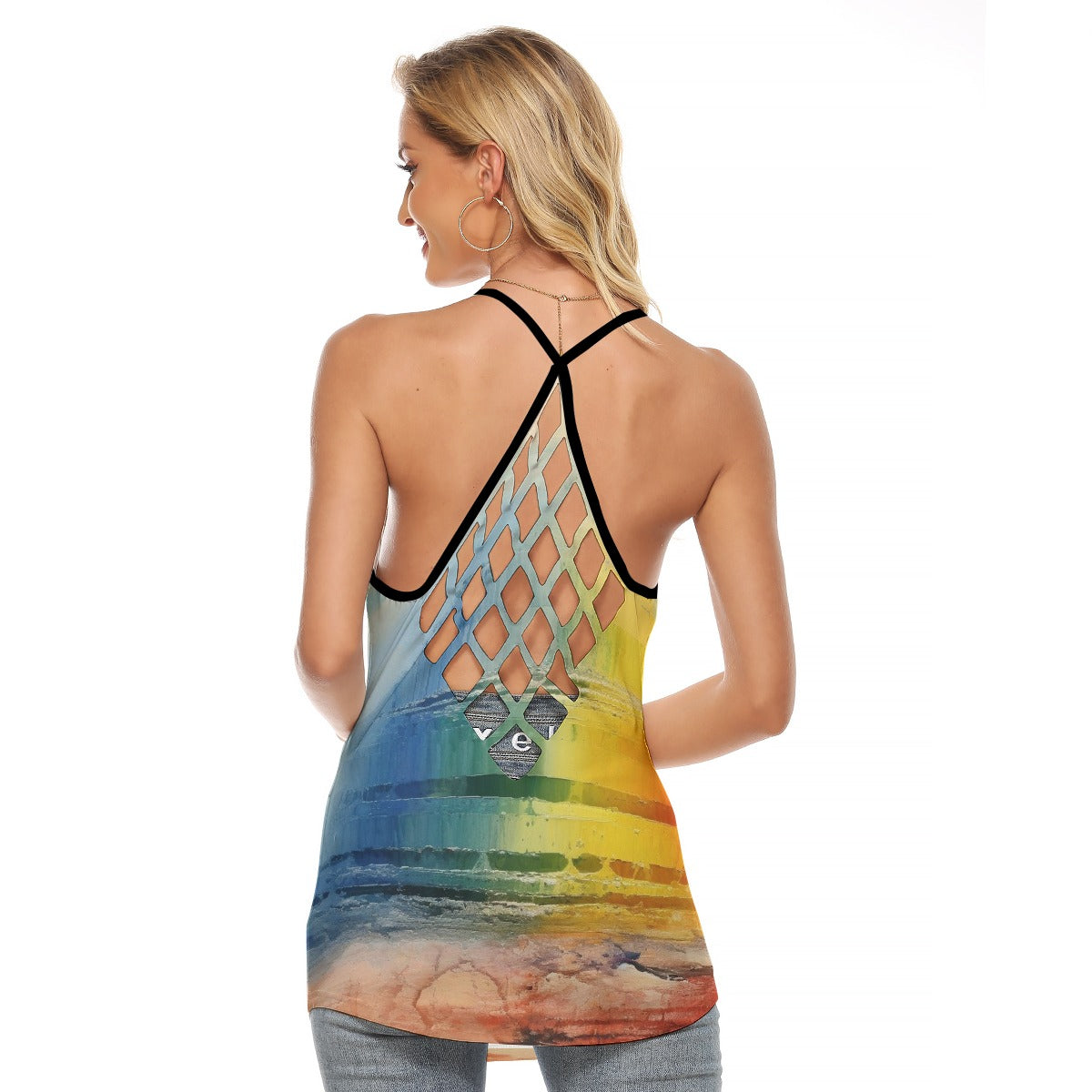 All-Over Print Women's Criss-Cross Open Back Tank Top