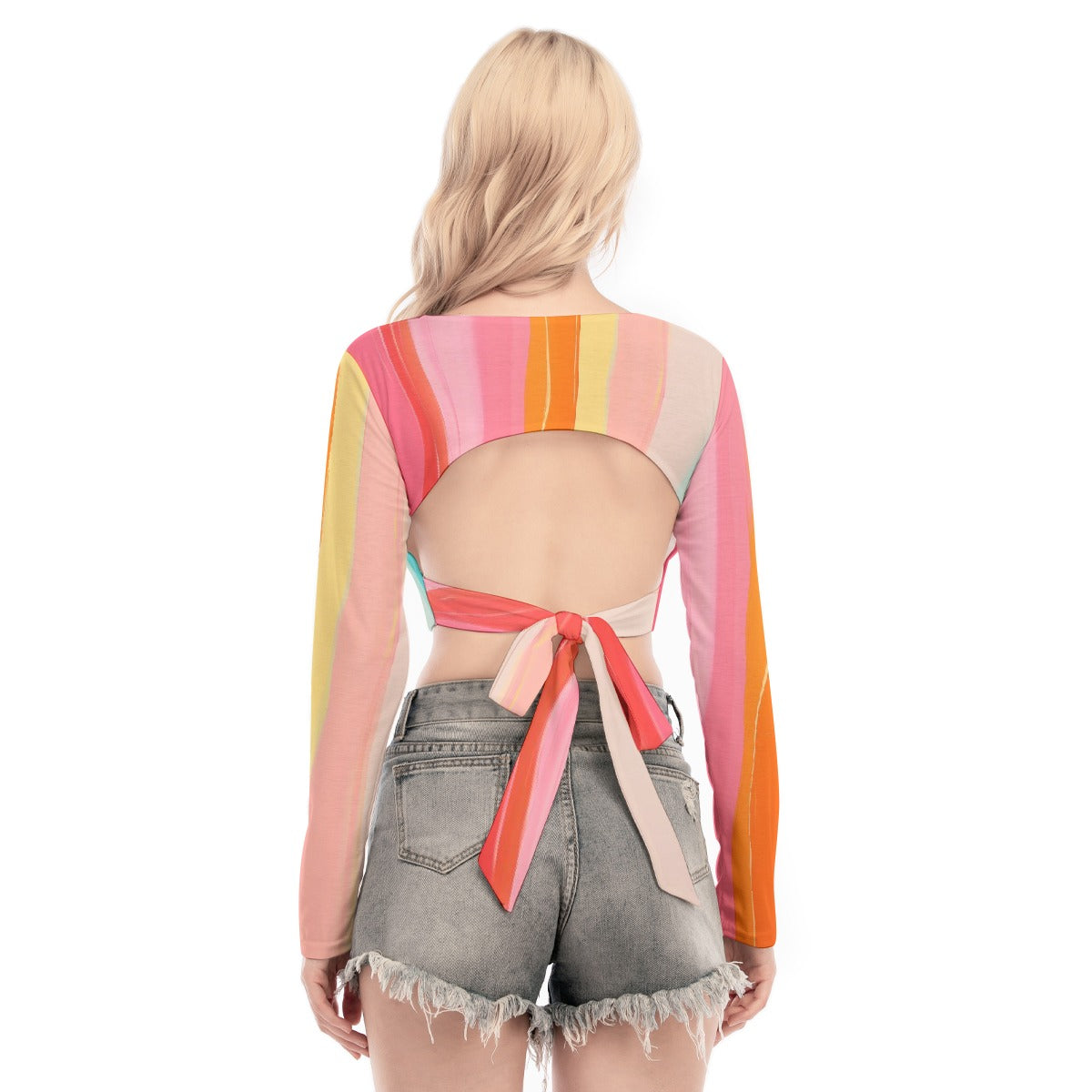 All-Over Print Women's Back Hollow T-shirt With Strap
