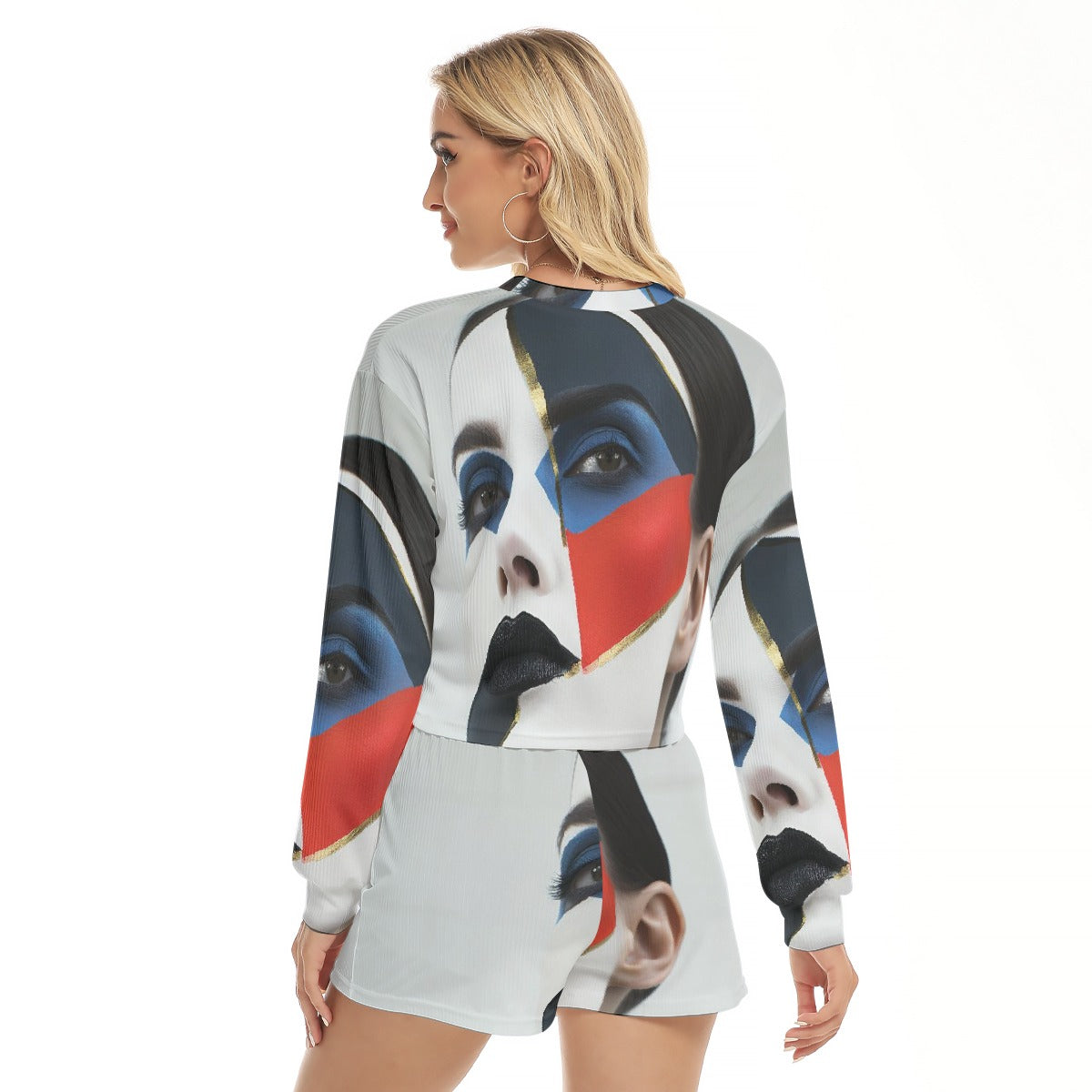 All-Over Print Women's Short Sweatshirt And Pants Suit