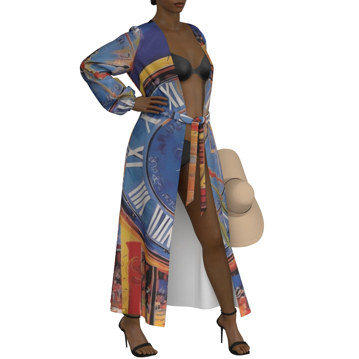 All-Over Print Women's Lace-up Chiffon Robe