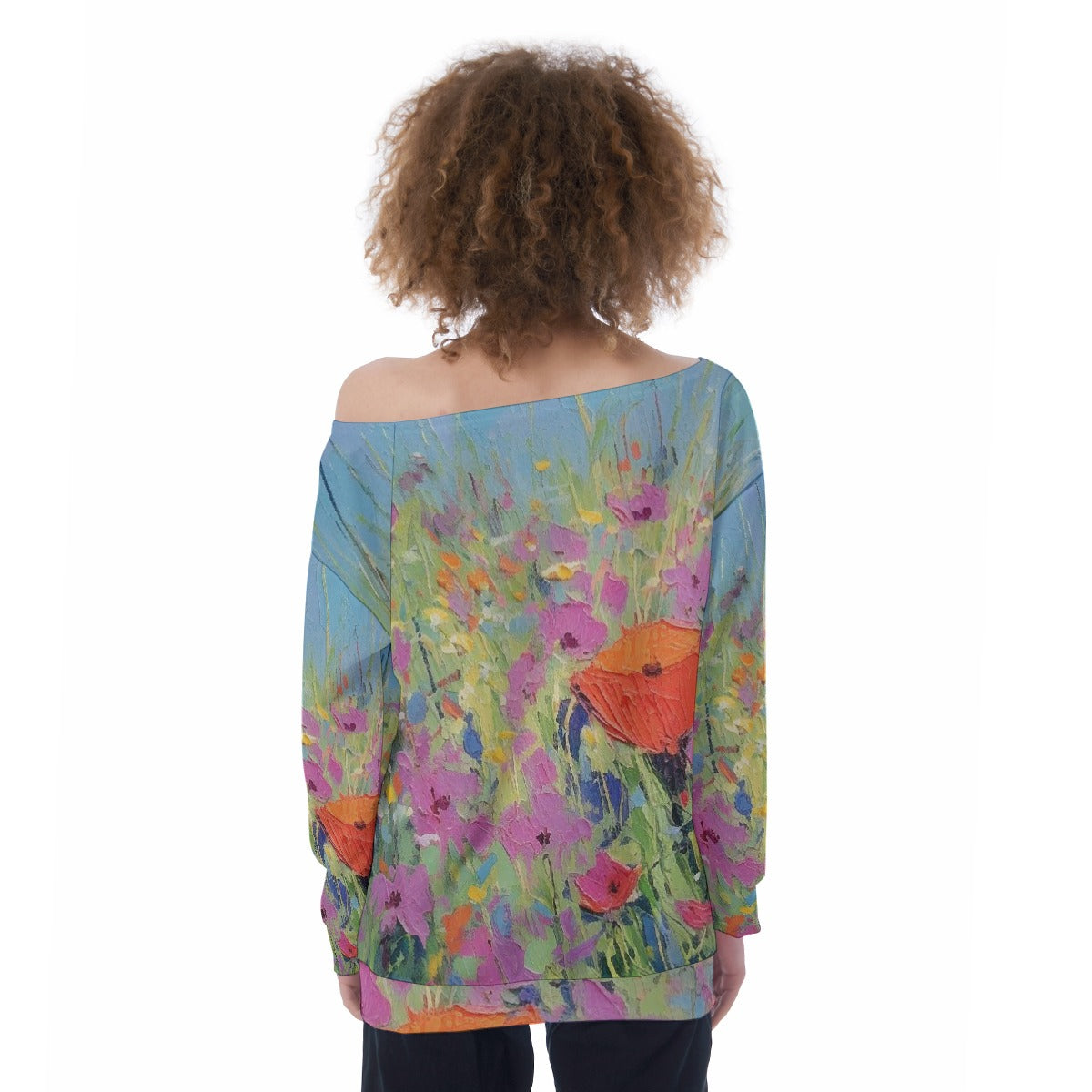 All-Over Print Oversized Women's Off-Shoulder Sweatshirt