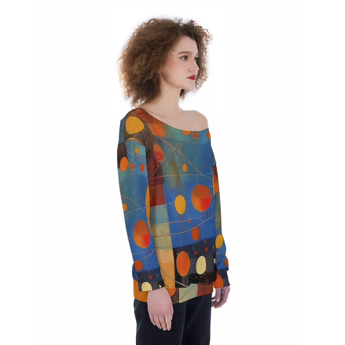 All-Over Print Oversized Women's Off-Shoulder Sweatshirt