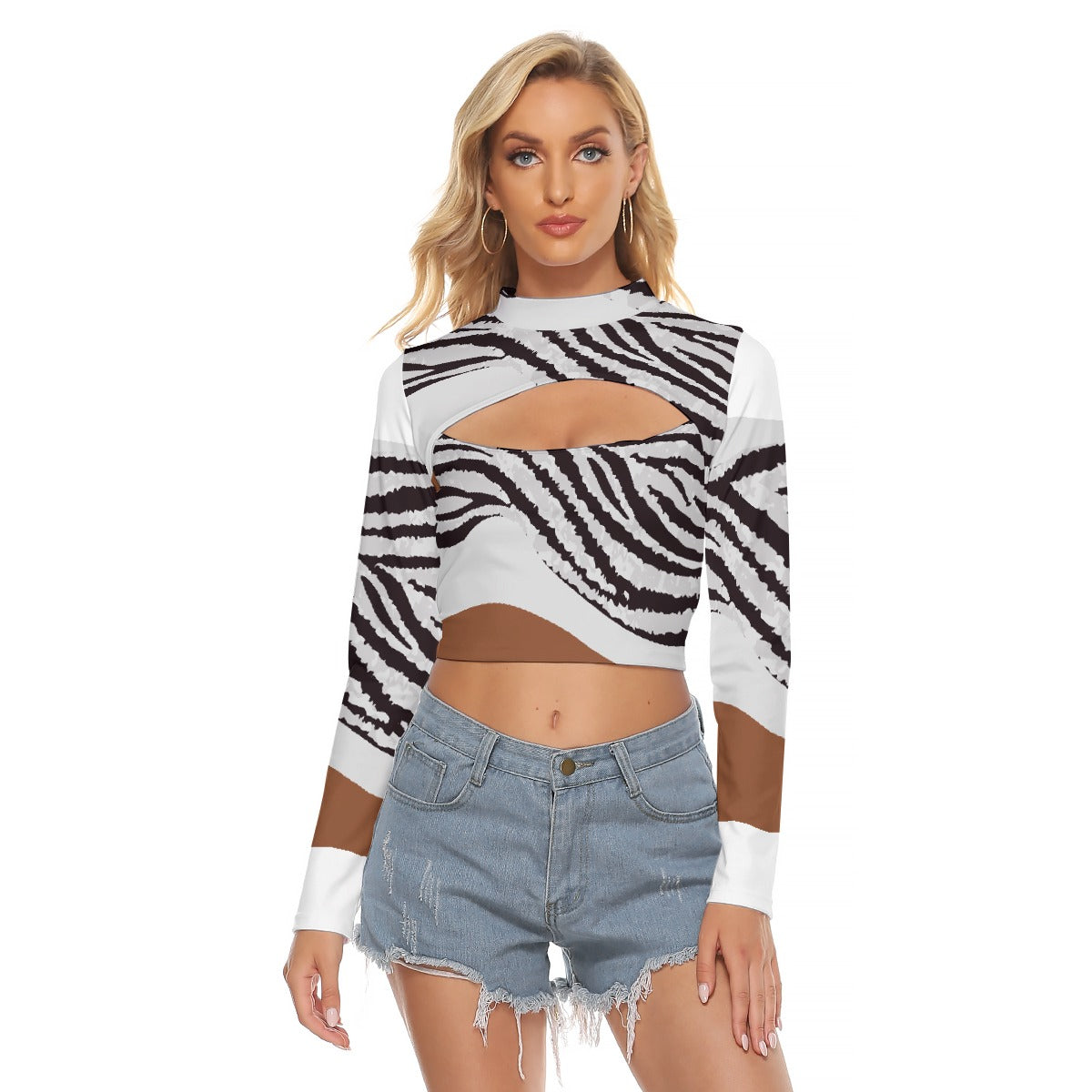 All-Over Print Women's Hollow Chest Keyhole Tight Crop Top