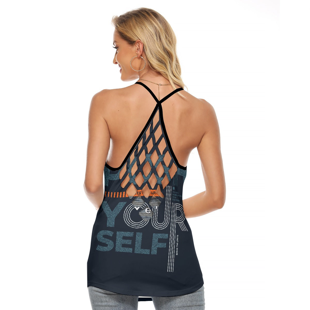 All-Over Print Women's Criss-Cross Open Back Tank Top