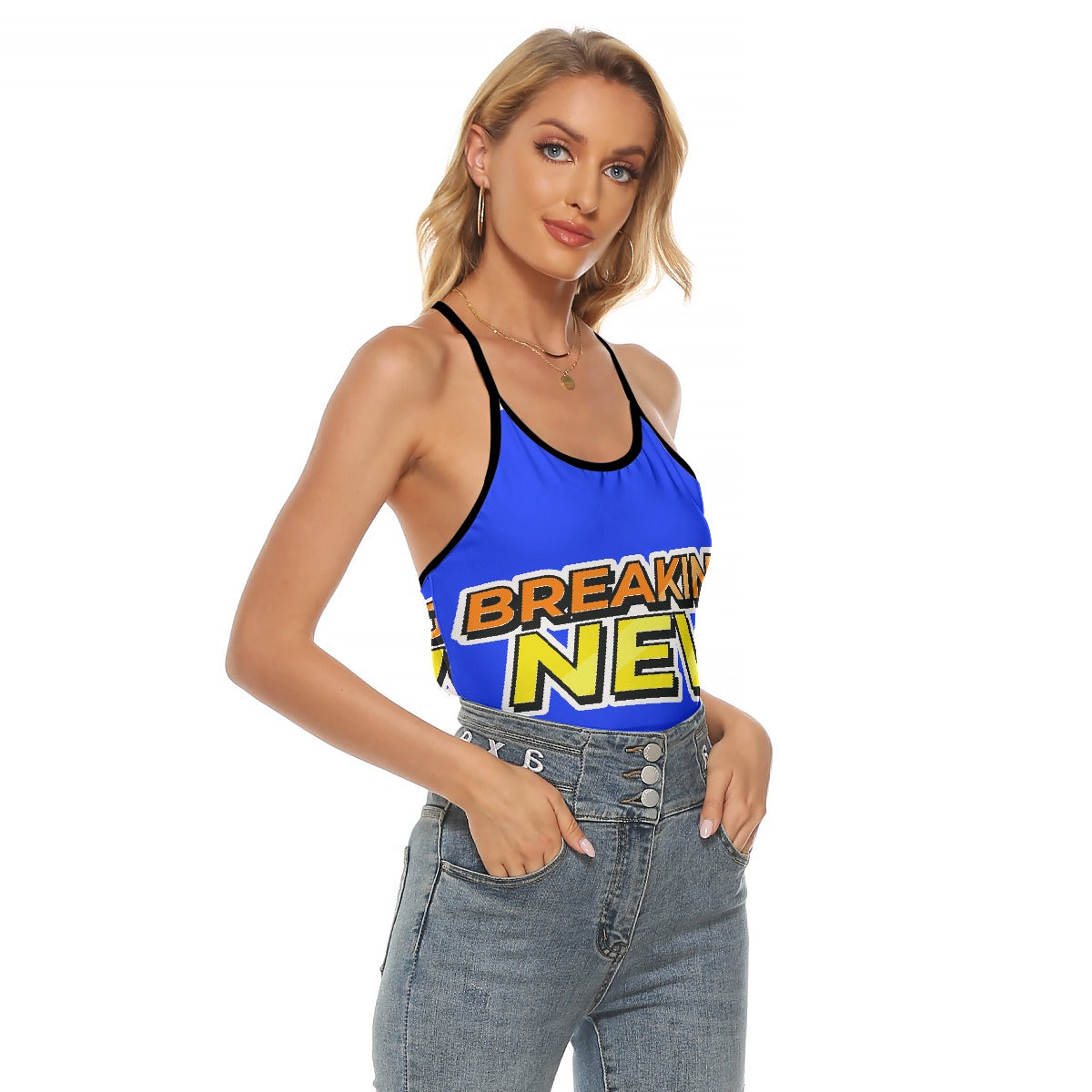 All-Over Print Women's Criss-Cross Open Back Tank Top