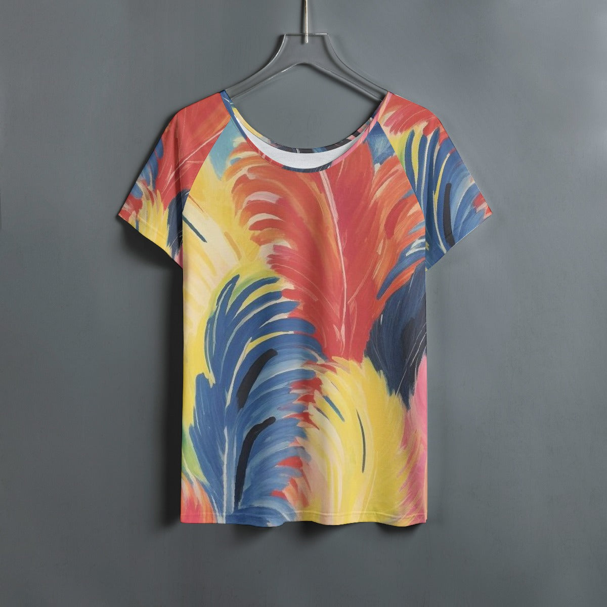 All-Over Print Women's Round Neck T-shirt With Raglan Sleeve