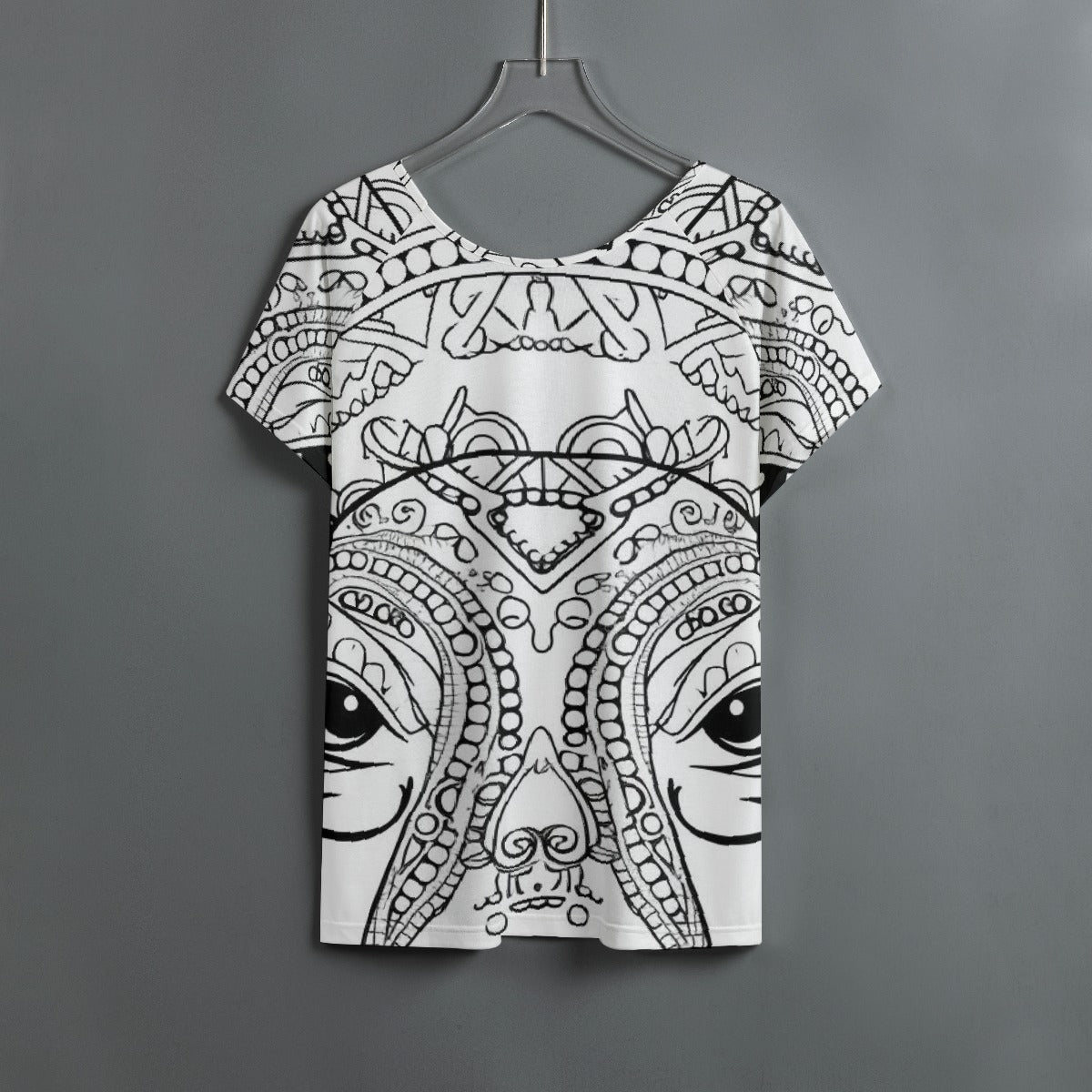 All-Over Print Women's Round Neck T-shirt With Raglan Sleeve