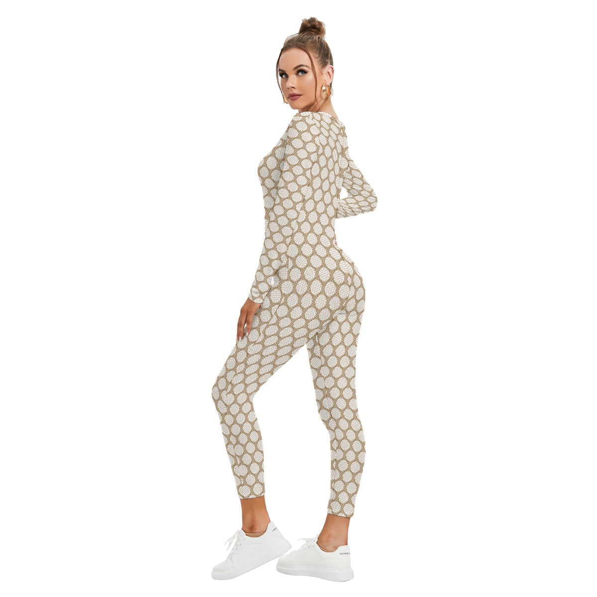All-Over Print Women's Plunging Neck Jumpsuit
