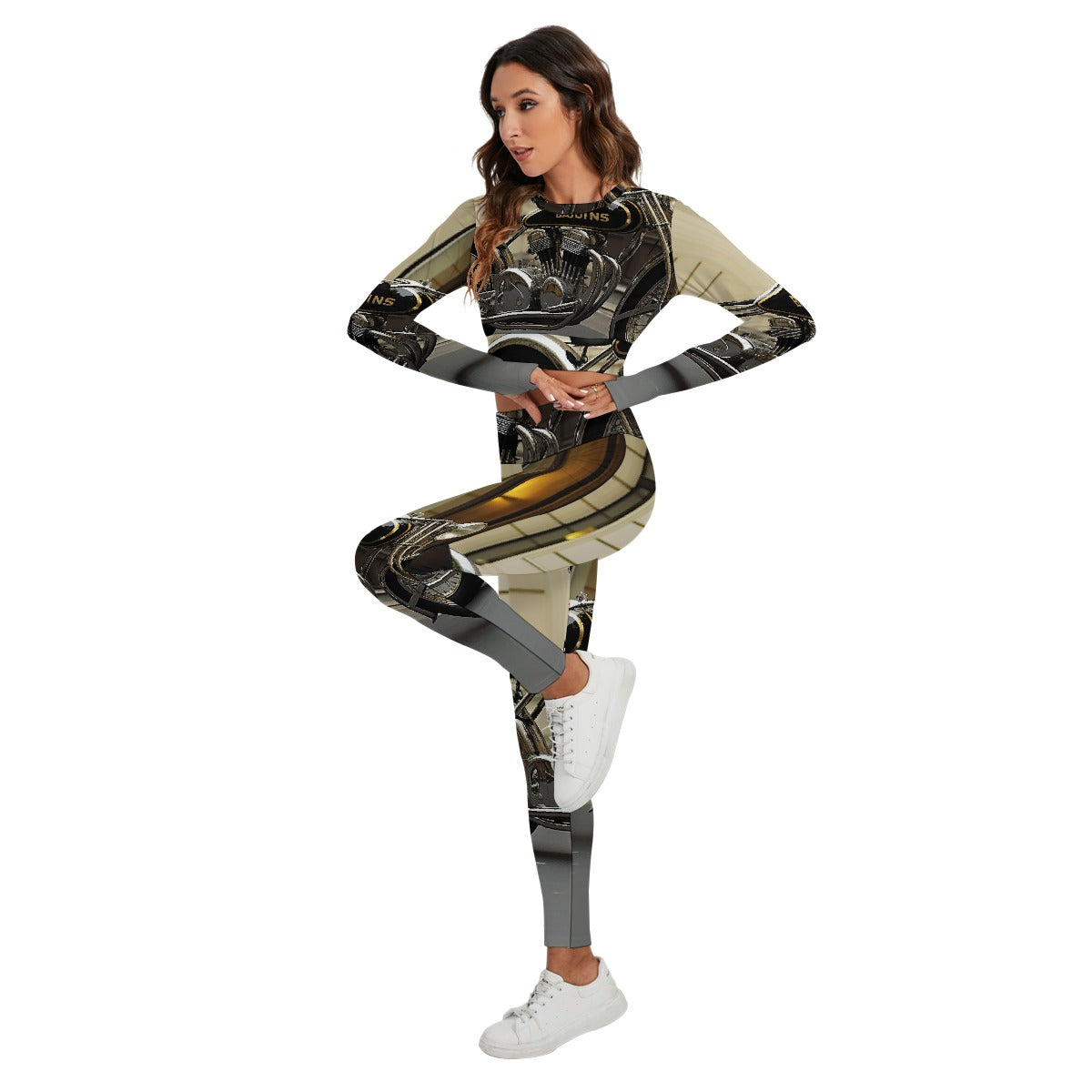 All-Over Print Women's Sport Set With Backless Top And Leggings