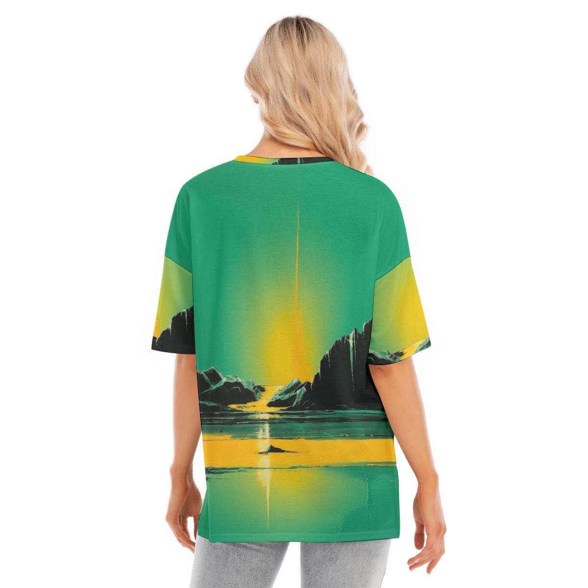 All-Over Print Women's Short Sleeves T-shirt With Hem Split