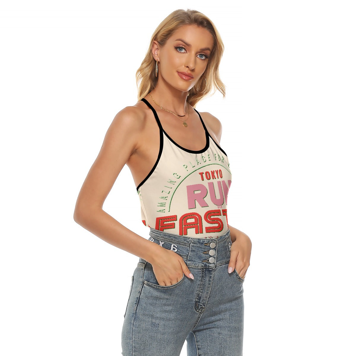 All-Over Print Women's Criss-Cross Open Back Tank Top