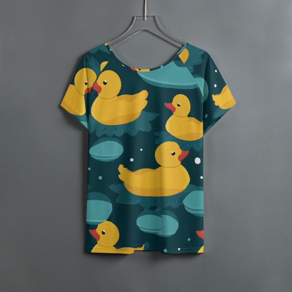 All-Over Print Women's Round Neck T-shirt With Raglan Sleeve