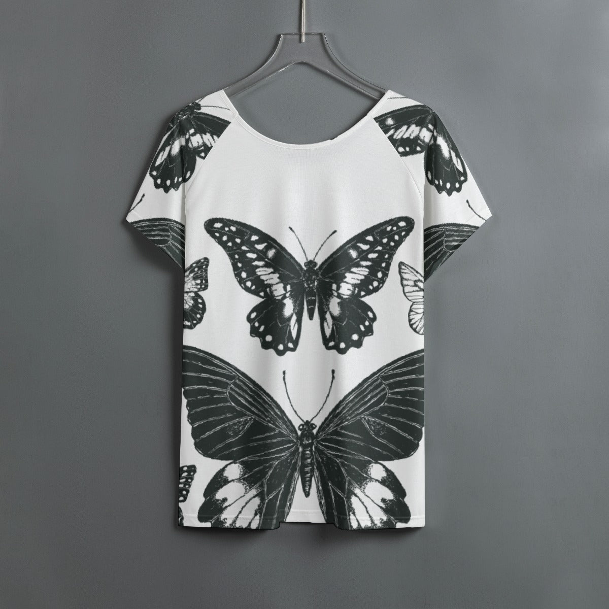 All-Over Print Women's Round Neck T-shirt With Raglan Sleeve
