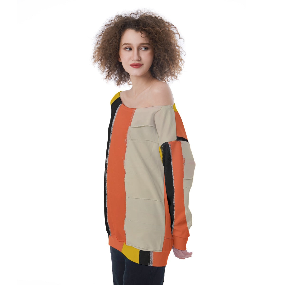 All-Over Print Oversized Women's Off-Shoulder Sweatshirt