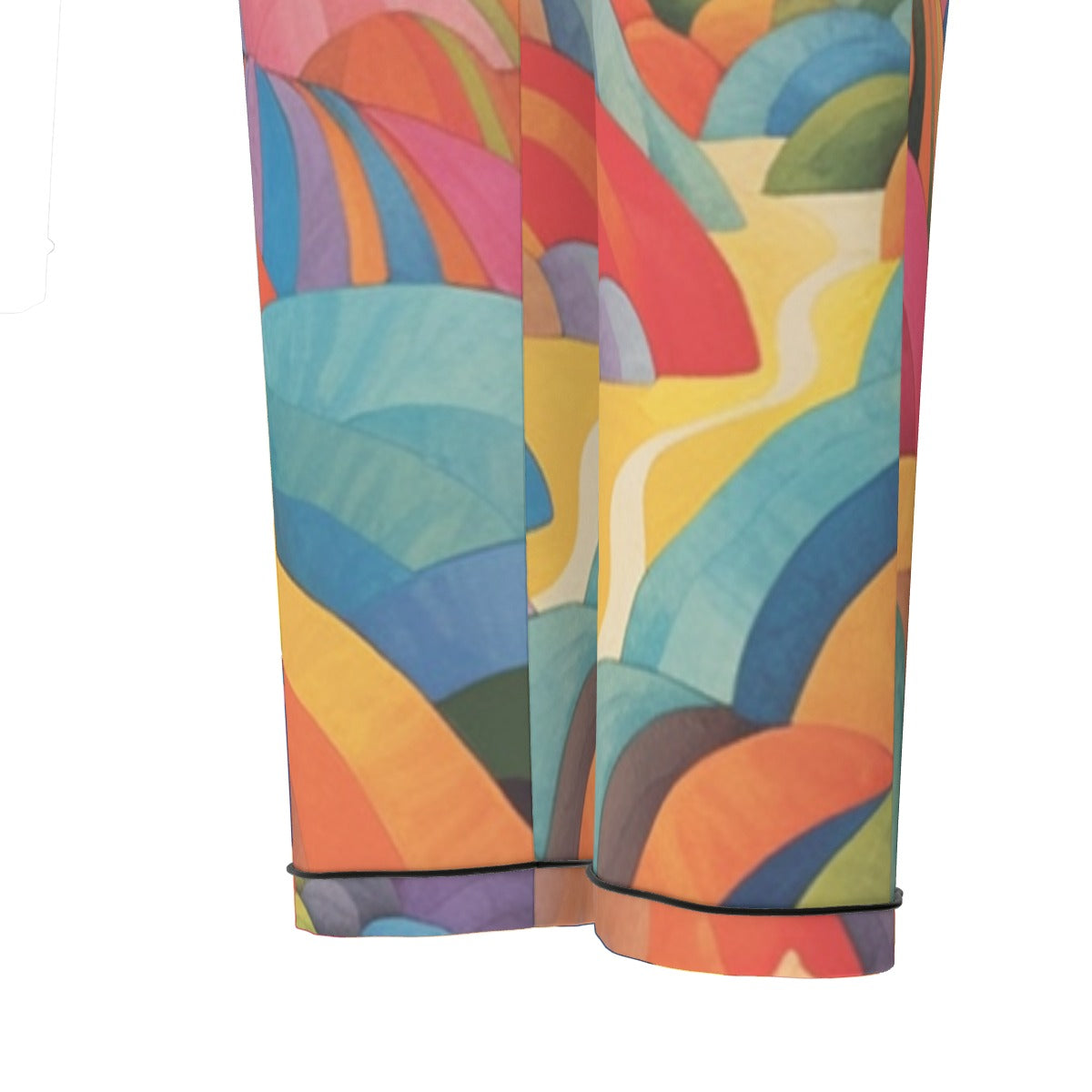 All-Over Print Women's Long Sleeve Pajama Set With Black Contrast Piping