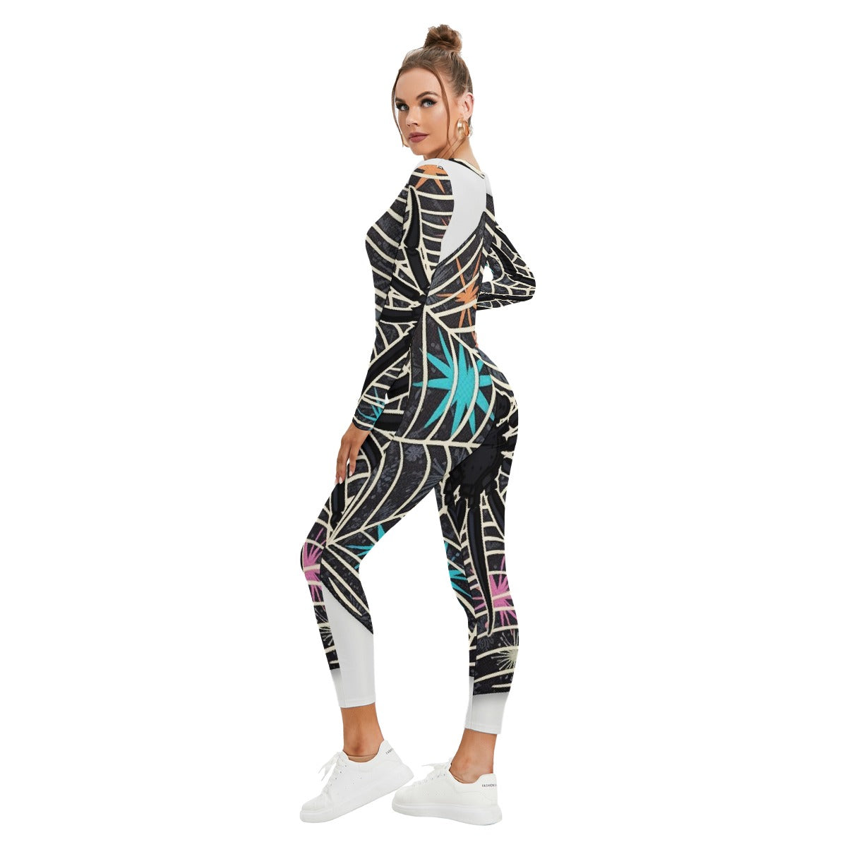 All-Over Print Women's Plunging Neck Jumpsuit