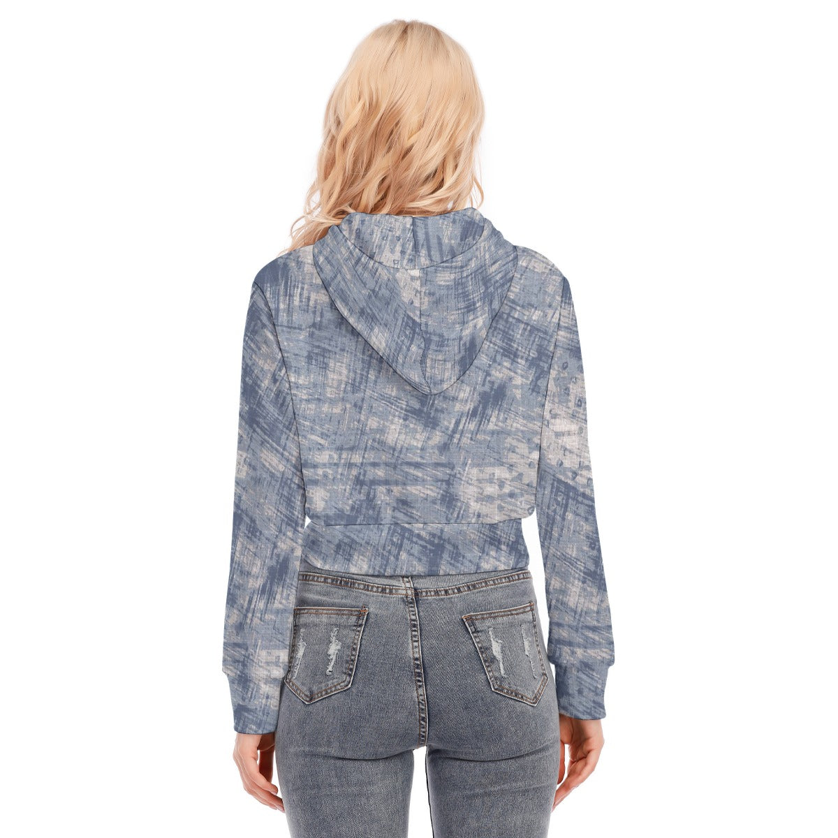 All-Over Print Women's Crop Top Hoodie With Zipper Closure