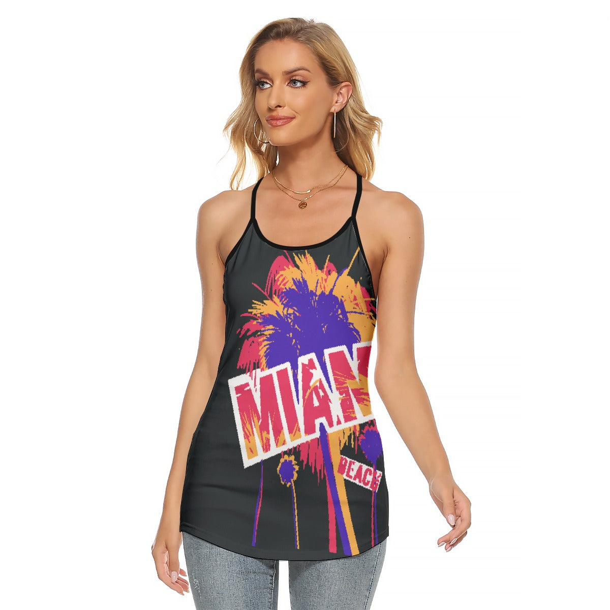 All-Over Print Women's Criss-Cross Open Back Tank Top