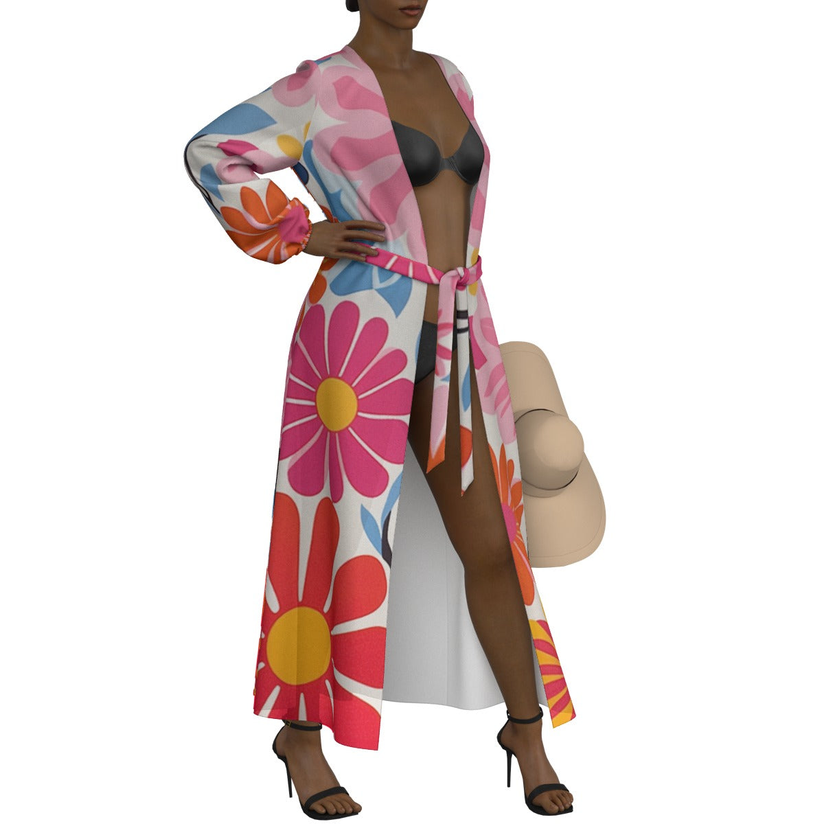 All-Over Print Women's Lace-up Chiffon Robe