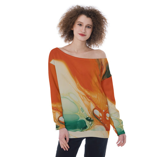 All-Over Print Oversized Women's Off-Shoulder Sweatshirt