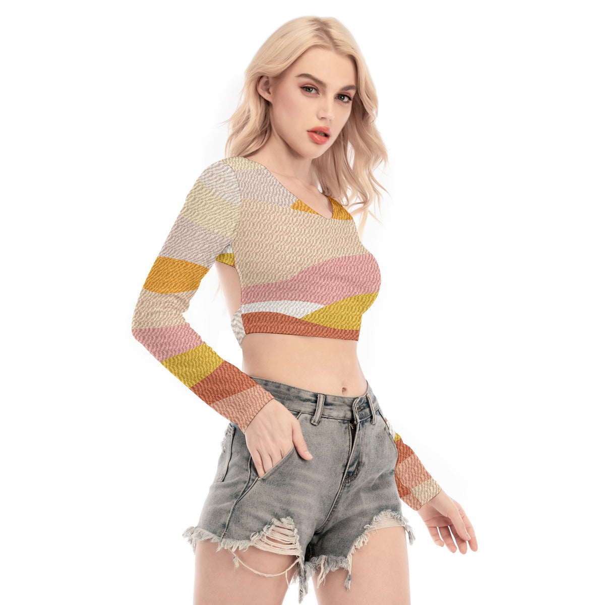 All-Over Print Women's Back Hollow T-shirt With Strap