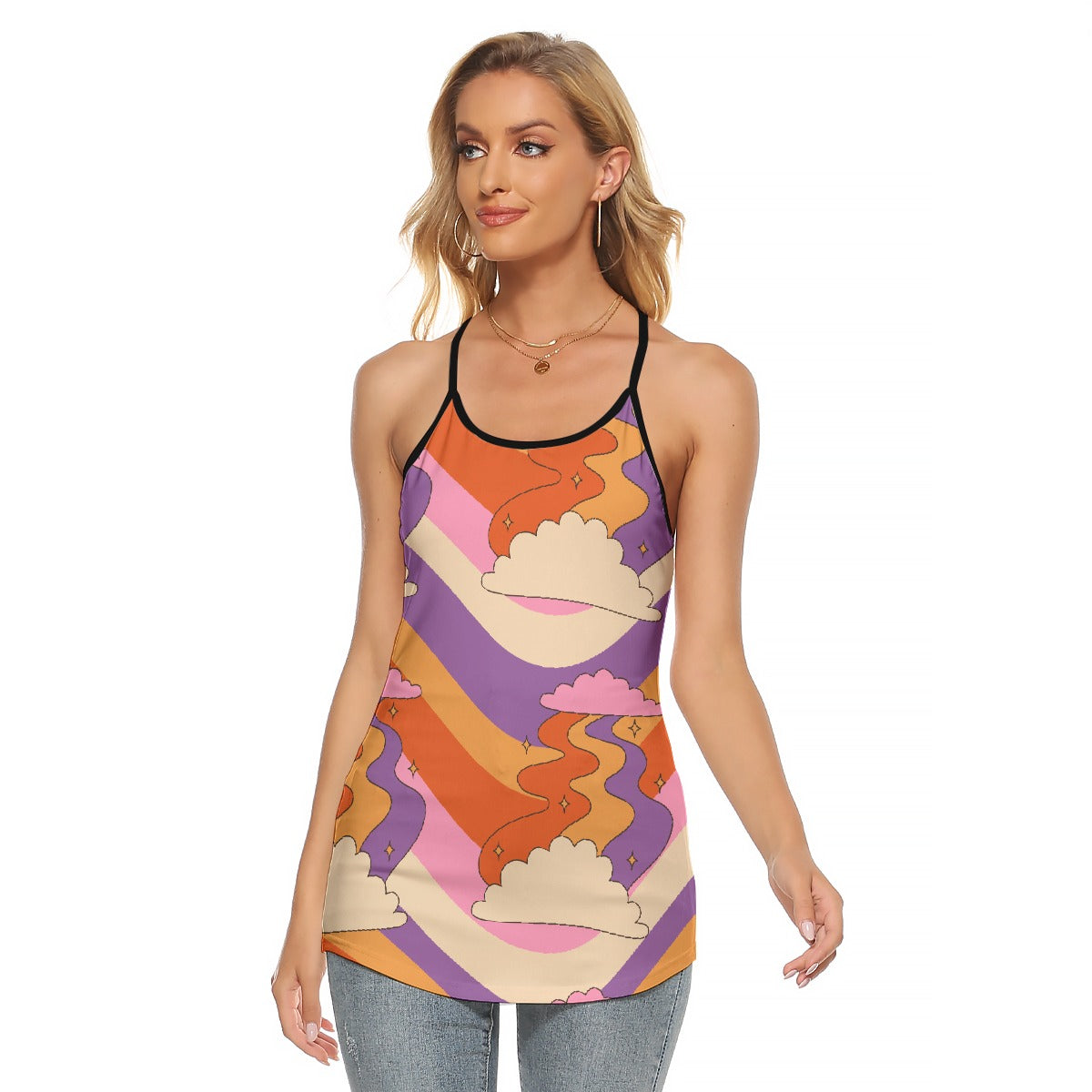 All-Over Print Women's Criss-Cross Open Back Tank Top