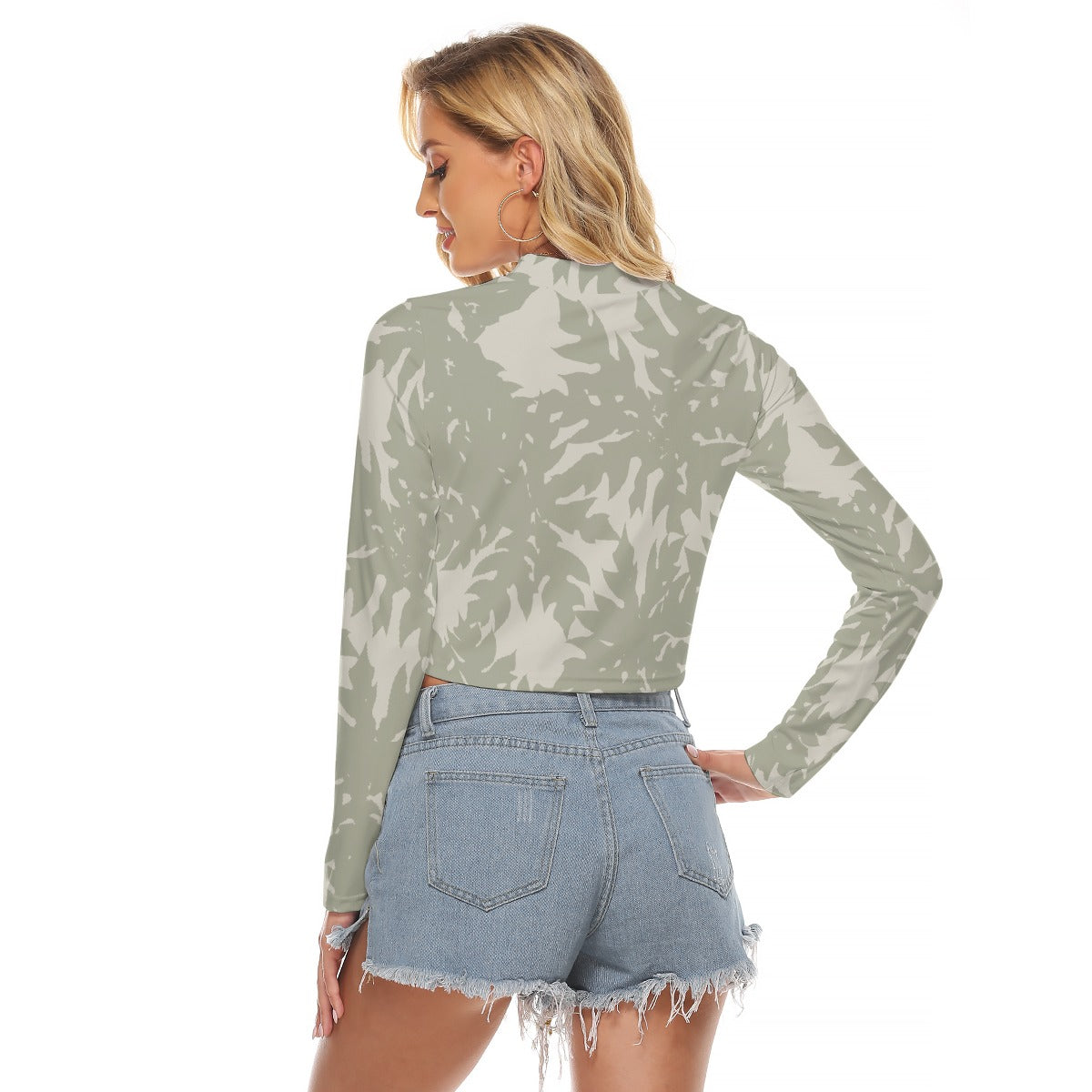 All-Over Print Women's Hollow Chest Keyhole Tight Crop Top