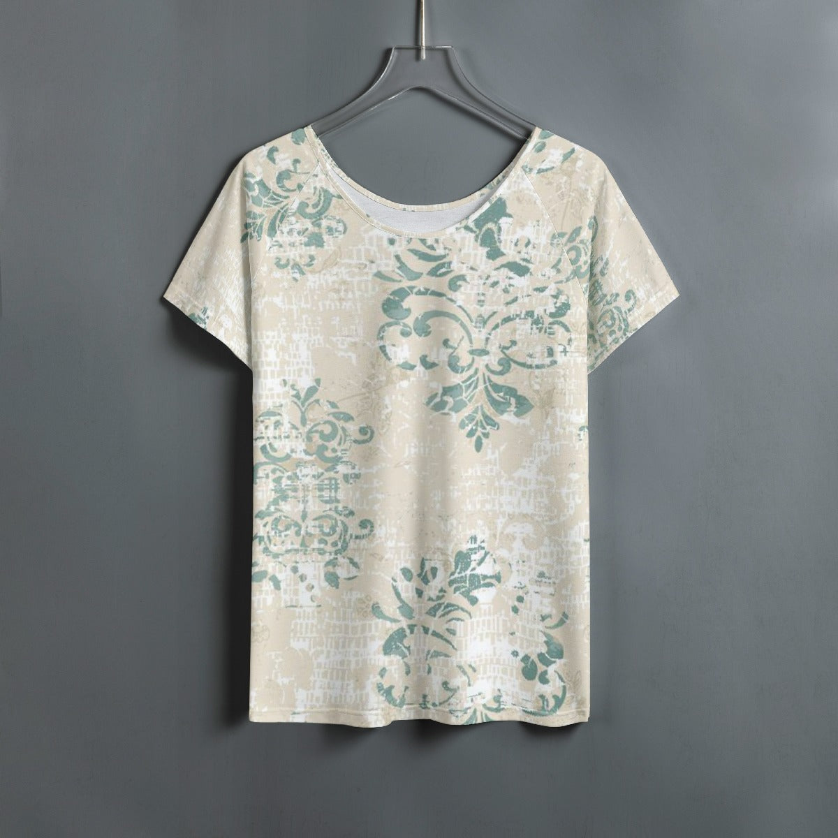 All-Over Print Women's Round Neck T-shirt With Raglan Sleeve