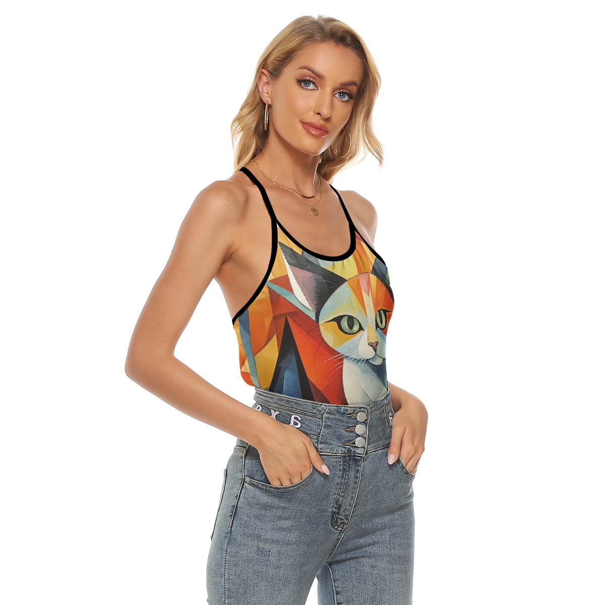 All-Over Print Women's Criss-Cross Open Back Tank Top