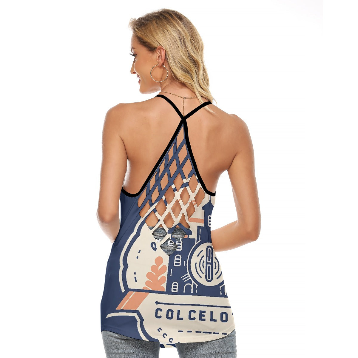 All-Over Print Women's Criss-Cross Open Back Tank Top